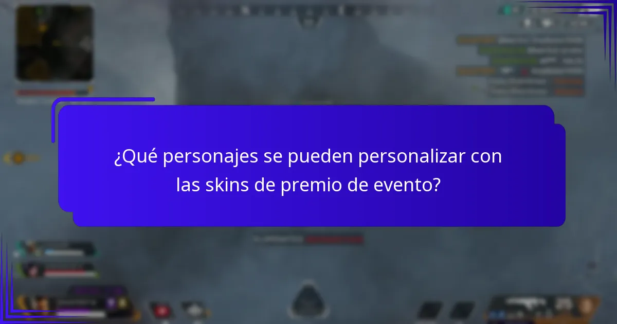 ¿Qué personajes se pueden personalizar con las skins de premio de evento?